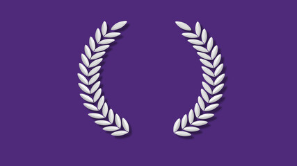White color 3d wreath icon on purple dark background,wheat icons