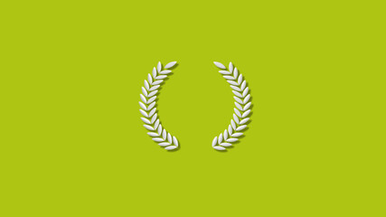 New white color 3d wreath icon on yellow color background,Best wreath icon
