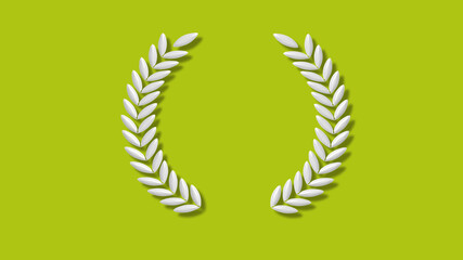 New white color 3d wreath icon on yellow color background,Best wreath icon