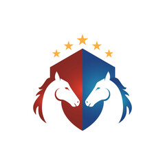 5 five star horse head Logo Template Vector illustration design
