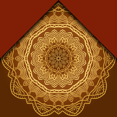 Mandala ornament concept flyer. Ethnic design, on festive and background. Vector background. Card or invitation. Islam, arabic, indian, ottoman motifs. Summer color.