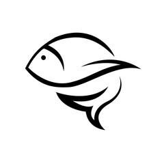 simple flat symbol of swimming fish logo vector isolated on white background