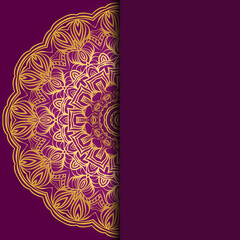 Card with mandala. Vector. Oriental design for Christmas party invitation, Ramadan holiday, New year greeting, beauty spa salon, wedding