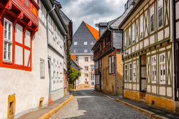 It's Architecture in the Old town of Gorlar, Lower Saxony, Germany. Old town of Goslar is a UNESCO World Heritage