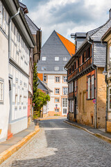 Fototapeta na wymiar It's Architecture in the Old town of Gorlar, Lower Saxony, Germany. Old town of Goslar is a UNESCO World Heritage