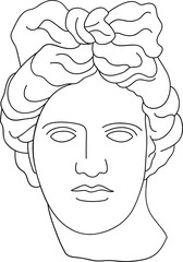 aesthetic minimalist greek bust sculpture line art face of a woman