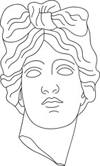 aesthetic greek bust sculpture line art face of a woman