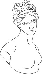 aesthetic greek bust sculpture line art of a woman