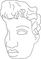aesthetic greek bust sculpture line art broken face of a man