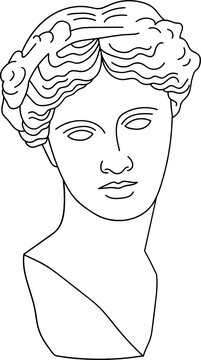 Aesthetic Greek Bust Sculpture Line Art  Face Of A Woman