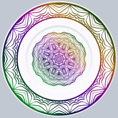 decorative round border and mandala ornament. Vector illustration.