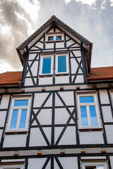 Fototapeta na wymiar It's Half-timbered House in the Old town of Gorlar, Lower Saxony, Germany. Old town of Goslar is a UNESCO World Heritage