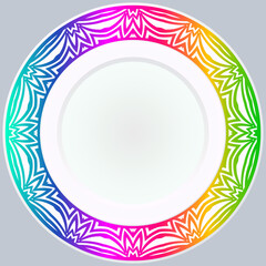 Handdrawn Pattern With Round Floral Ornament. Vector Illustration.