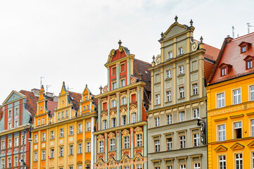 It's Colorful Houses on the Market square in Wroclaw, Poland