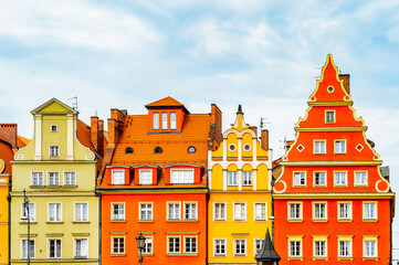 It's Colorful Houses on the Market square in Wroclaw, Poland
