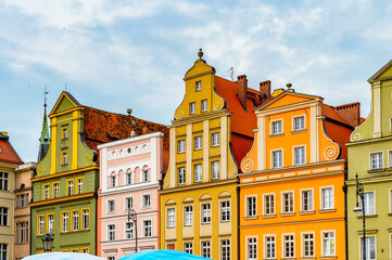 It's Colorful Houses on the Market square in Wroclaw, Poland