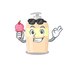 A cartoon drawing of toner holding cone ice cream