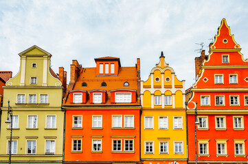 It's Colorful Houses on the Market square in Wroclaw, Poland