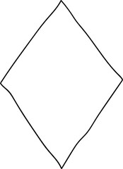 organic hand drawn geometric diamond shape outline