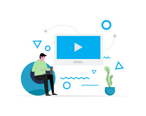 Flat design vector illustration of webinar concepts