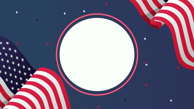 usa independence day celebration with flags and circular frame
