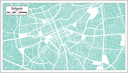 Fototapeta premium Holguin Cuba City Map in Retro Style. Outline Map.