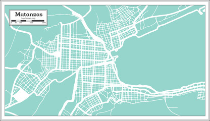 Matanzas Cuba City Map in Retro Style. Outline Map.