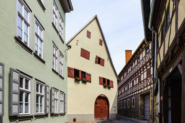 Obraz premium It's Architecture of the touristic part of the city of Erfurt, Germany. Erfurt is the Capital of Thuringia and the city was first mentioned in 742
