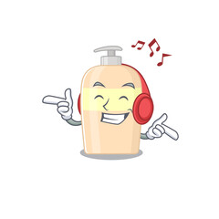 Toner Cartoon design concept listening music on headphone