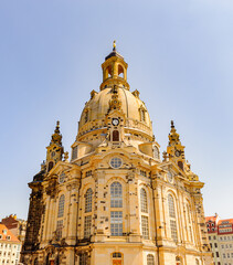 Fototapeta na wymiar Dresden Frauenkirche (Church of Our Lady), a Lutheran church in Dresden, the capital of the German state of Saxony.