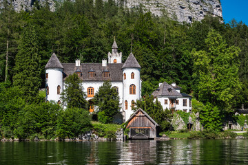 Fototapeta na wymiar Schloss Grub Castle in Obertraun on the Shore of Hallstatter See or Lake Hallstatt, Austria