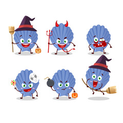 Halloween expression emoticons with cartoon character of blue shell