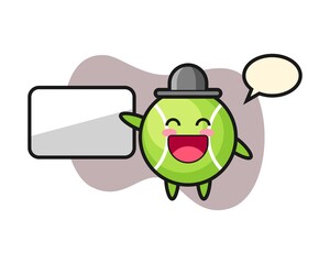 Tennis cartoon doing a presentation