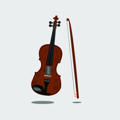 Fototapeta na wymiar illustration of violin image with a gray background