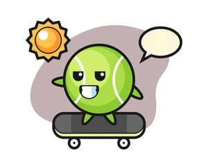 Tennis cartoon ride a skateboard