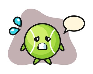 Tennis cartoon with afraid gesture