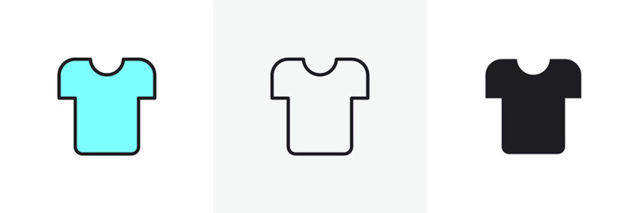 Set of T-shirt icon vector. Linear style sign for mobile concept and web design. T-shirt symbol illustration