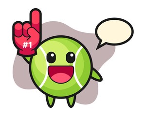Tennis cartoon with number 1 fans glove