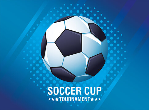 soccer cup tournament poster with balloon and lettering