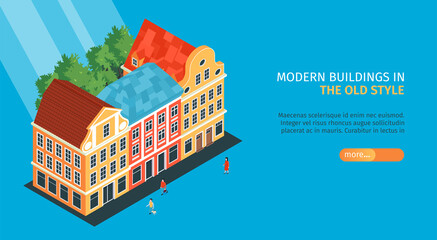 Isometric Old Town Horizontal Banner