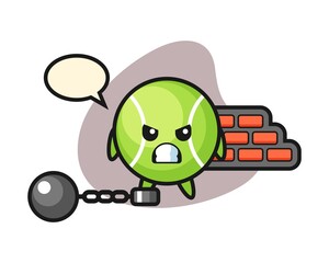 Tennis cartoon as a prisoner