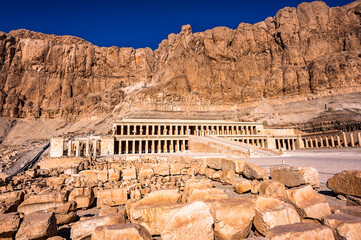It's Part of the Mortuary temple of Hatshepsut (Dayr el-Bahari or Dayr el-Bahri), Western Bank of...