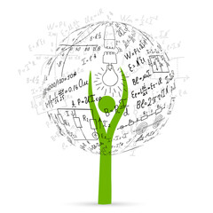 The school Board on the background of mathematical equations and formulas.