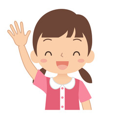元気に手をあげて返事をする女の子