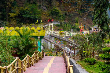Bridge with colouful flags in the Indian state of Sikkim