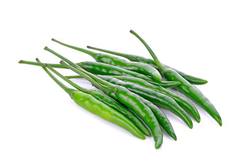 Green chilli isolated on white background