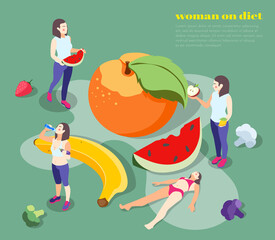 Woman Diet Isometric Composition