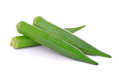 Young okra isolated on the white background