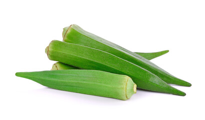 Young okra isolated on the white background