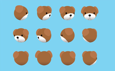 Animal Head Bulldog Animate Spinning Vector Illustration